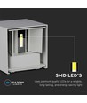 5W LED vägglampa - IP65 utomhus, fyrkantig, grå, justerbar spridning, inkl. ljuskälla