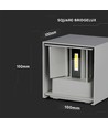 5W LED vägglampa - IP65 utomhus, fyrkantig, grå, justerbar spridning, inkl. ljuskälla