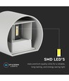 5W Vägglampa - IP65 utomhus, Rund, justerbar spridning, inkl. ljuskälla, grå