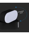 6W LED vägglampa - IP65 utomhus, oval, roterbar 350 grader, svart, inkl. ljuskälla