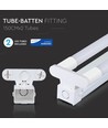 V-Tac 150 cm dubbel LED armatur - Inkl. 2 stk. 22W LED rör, IP20