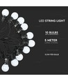 5m LED-ljusslinga med 10 st. lampor - Varmvit färg, IP44, 230V, 0,5W lampor