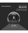5W LED vägglampa - IP65 utomhus, rund, svart, justerbar spridning, inkl. ljuskälla