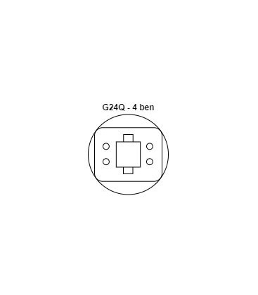 Måttskiss för en G24Q till E27 adapter som visar sockelns dimensioner.