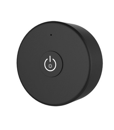 Svart rund LEDlife rWave mini fjärrkontroll för smidig dimring av LED-belysning.