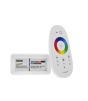 Kraftfull RGB-controller med fjärrkontroll som hanterar höga effekter upp till 432W.
